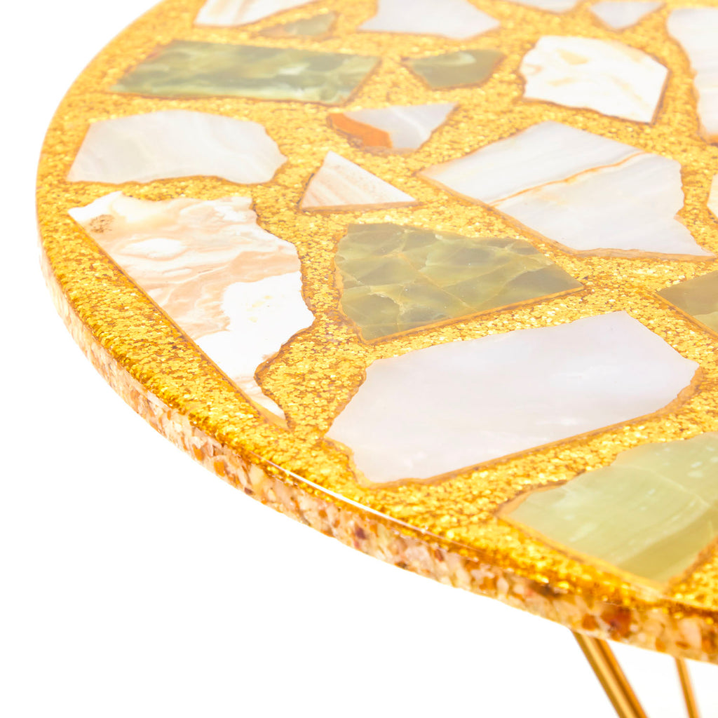 Tall Gold Resin Top Console Table