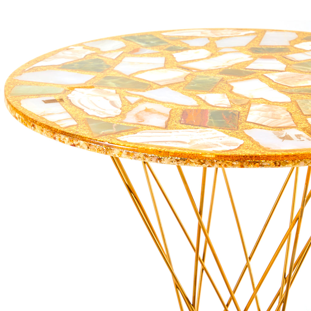 Tall Gold Resin Top Console Table