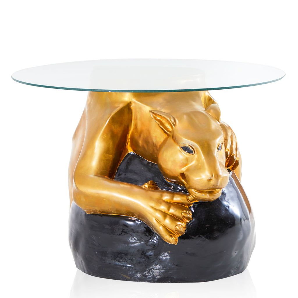 Stalking Gold Panther Side Table