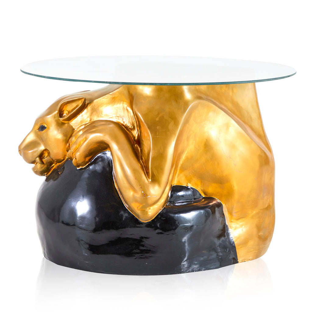 Stalking Gold Panther Side Table