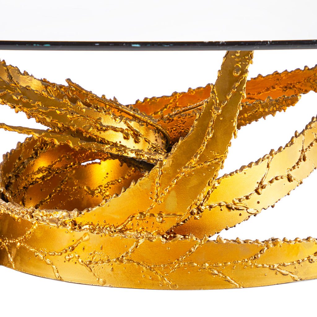 Black Glass & Gold Twist Coffee Table