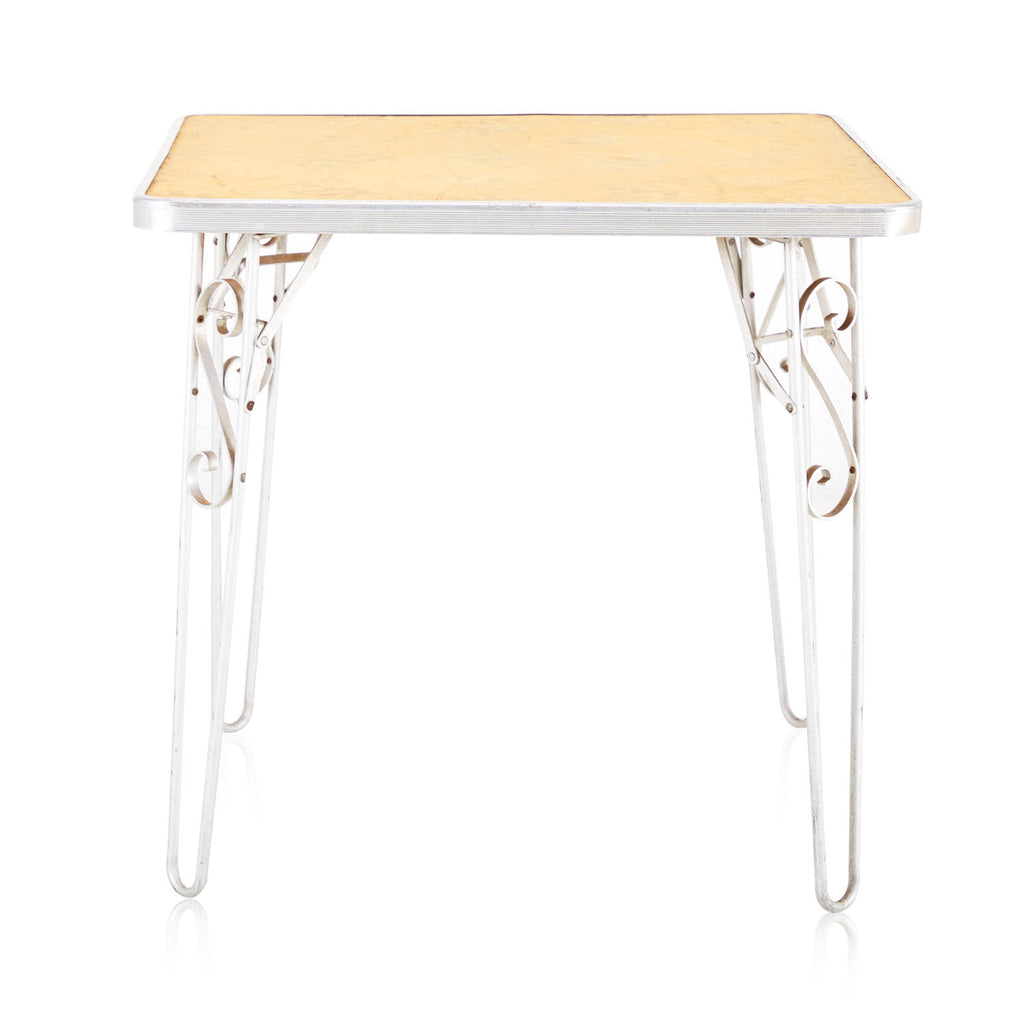 Silver Scroll Leg Tan Folding Table