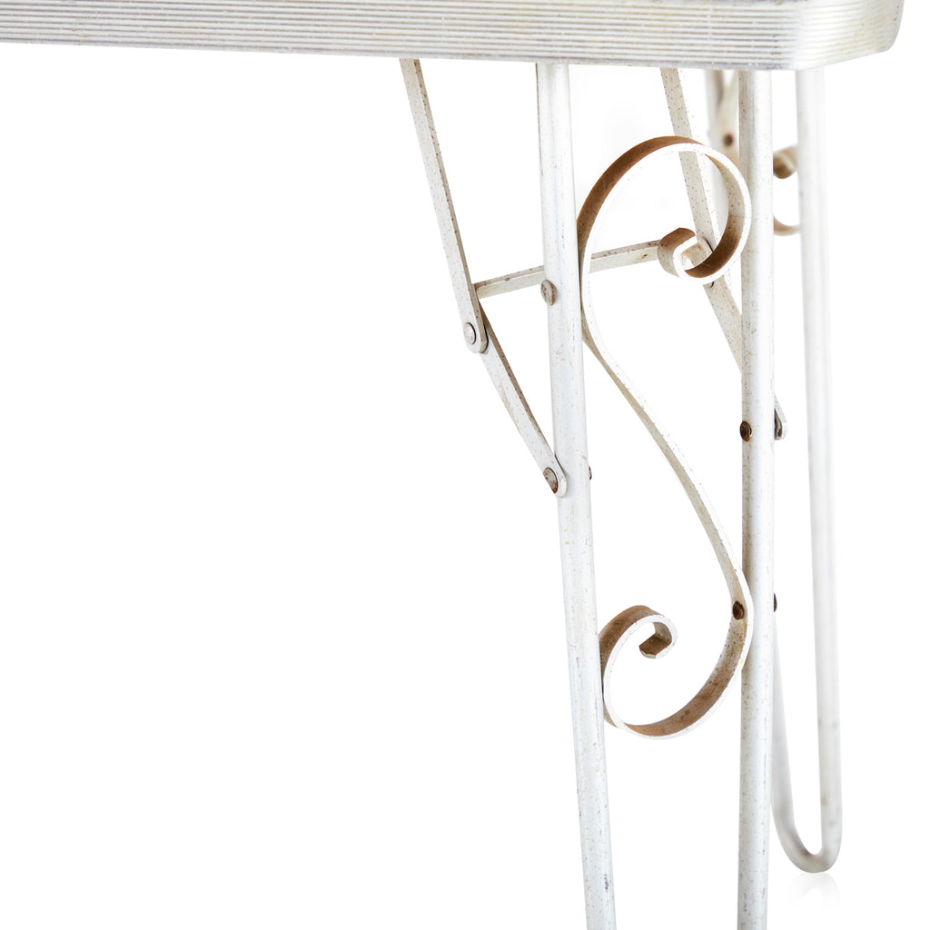 Silver Scroll Leg Tan Folding Table