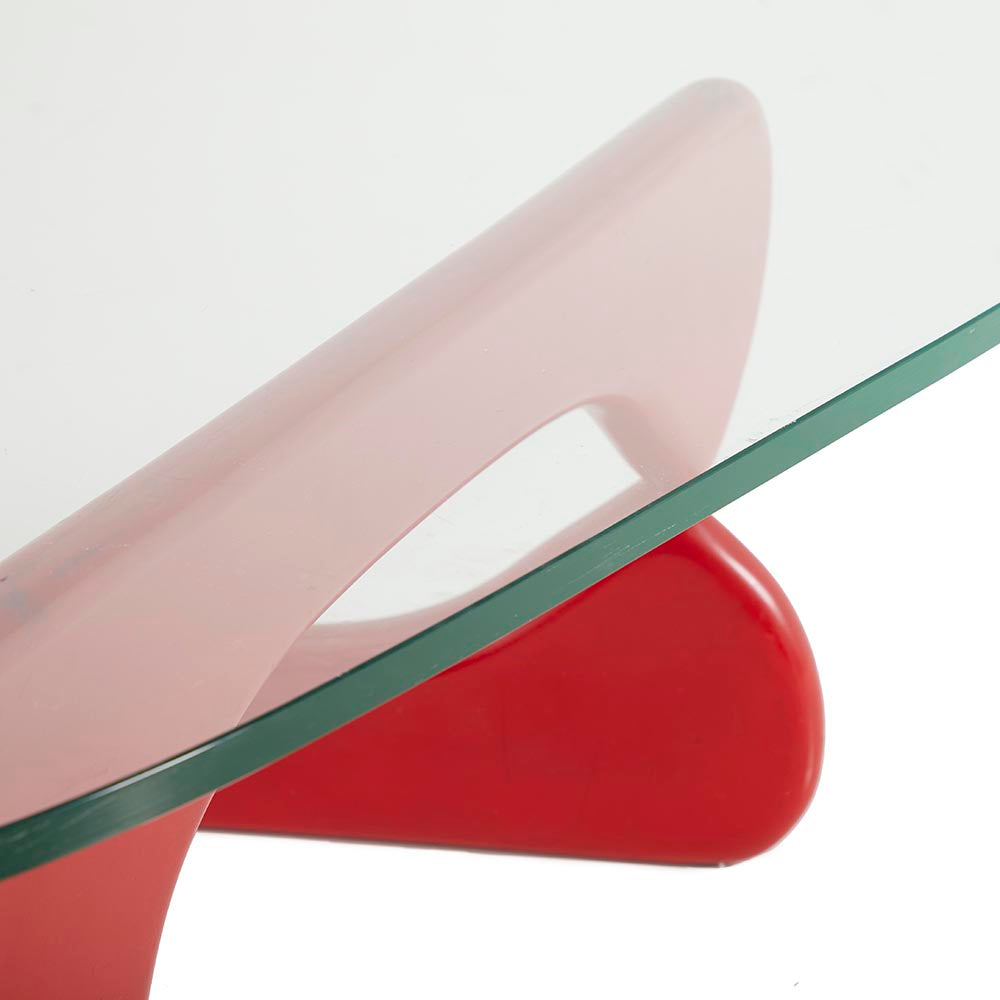 Noguchi Style Glass Coffee Table - Red