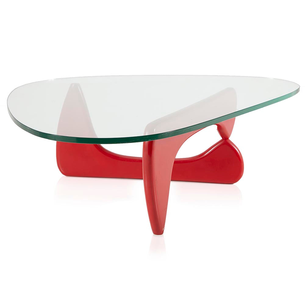 Noguchi Style Glass Coffee Table - Red