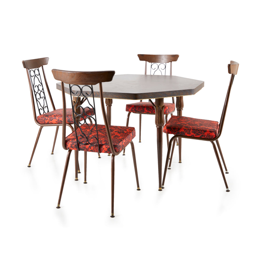 Dark Brown Laminate Octagon Kitchen Table