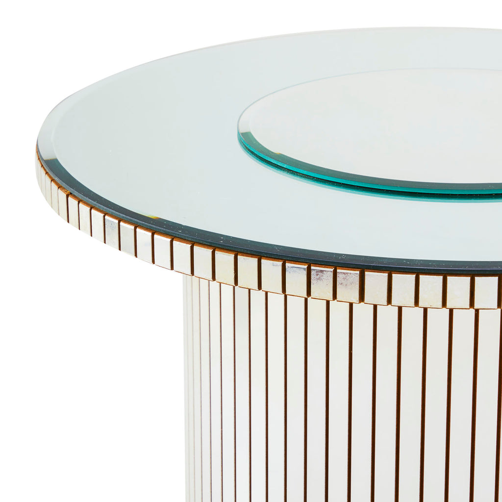 Round Mirrored Side Table