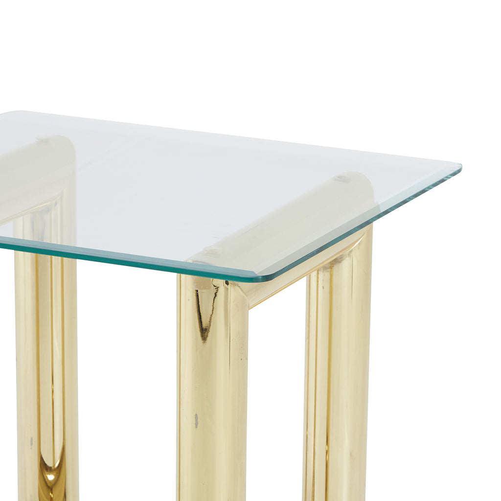 Gold Tube & Glass End Table