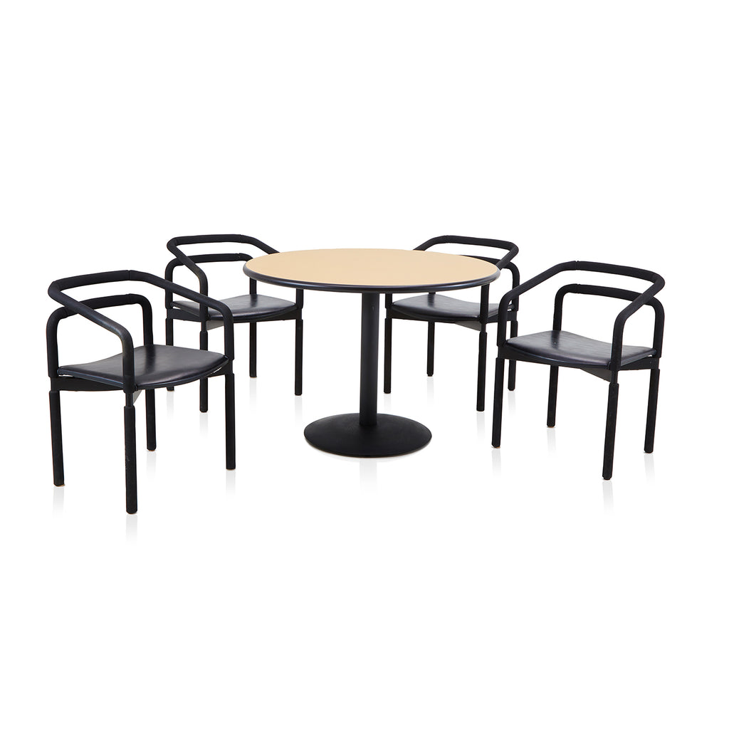 Round Black and Tan Kitchen Table