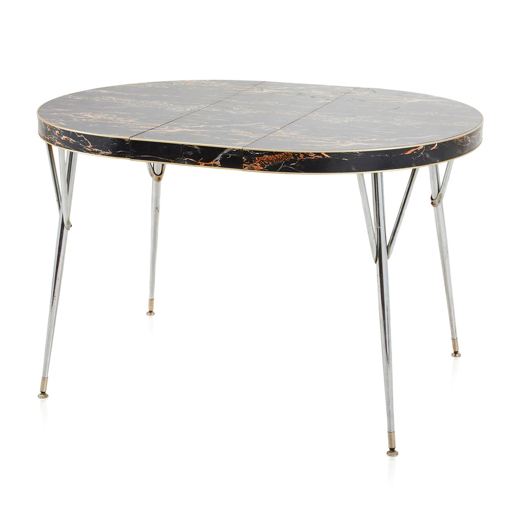 Marbled Black Oval Kitchen Table
