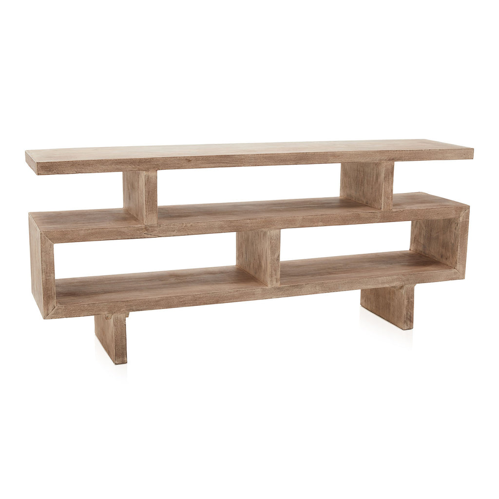 Light Wood Modern Media Console Cabinet Bookshelf