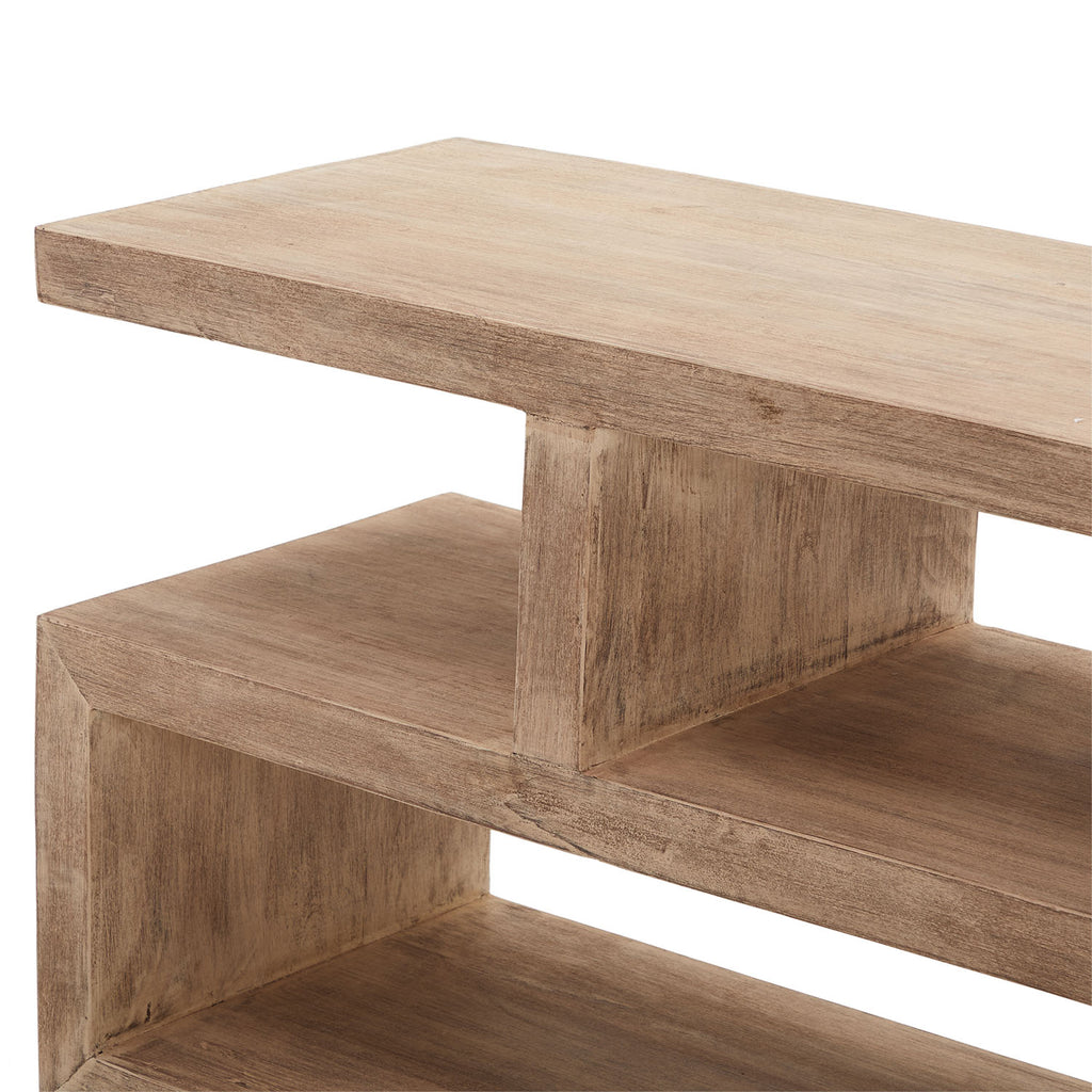 Light Wood Modern Media Console Cabinet Bookshelf