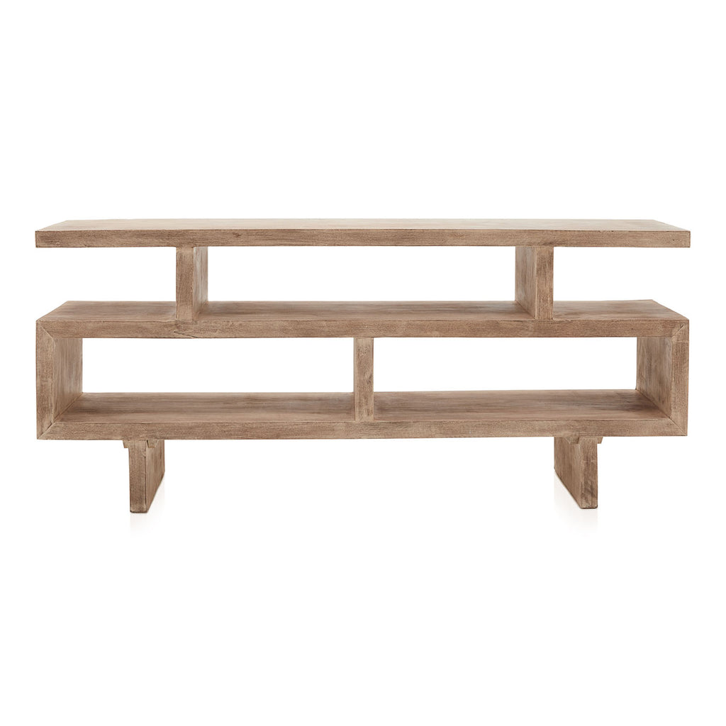 Light Wood Modern Media Console Cabinet Bookshelf