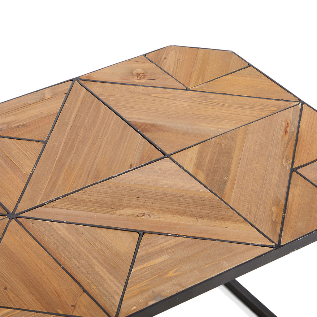 Long Modern Wood Patterned Coffee Table