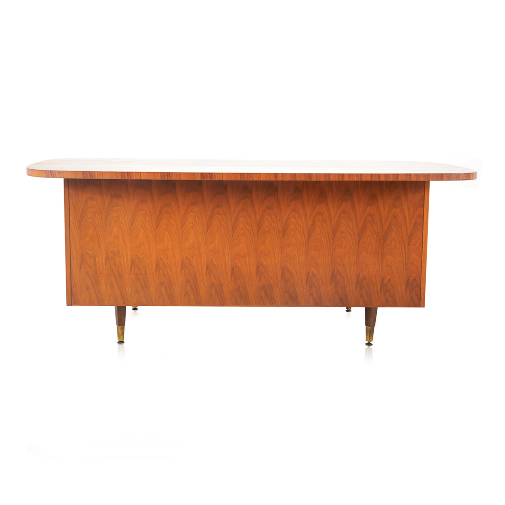 Modern Wood Executive Desk with Brass Pulls