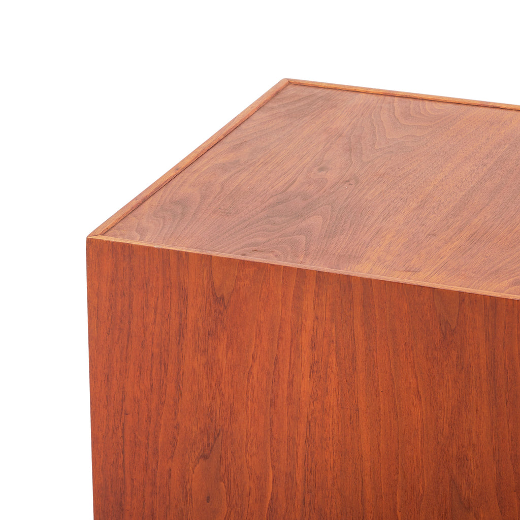 Wood Cube Mid Century Side Table