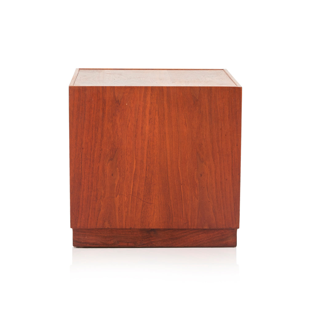 Wood Cube Mid Century Side Table