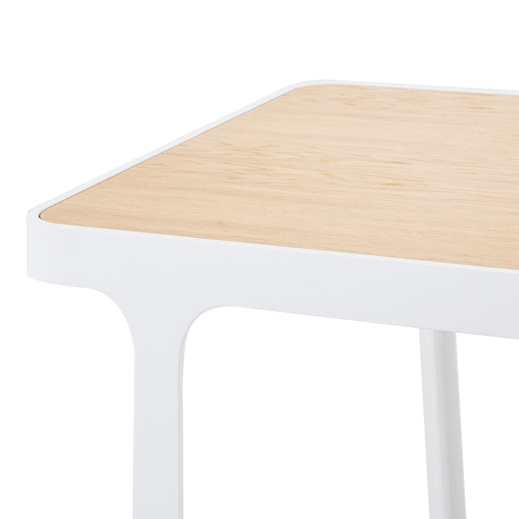 Wood & White Frame Standing Desk Table