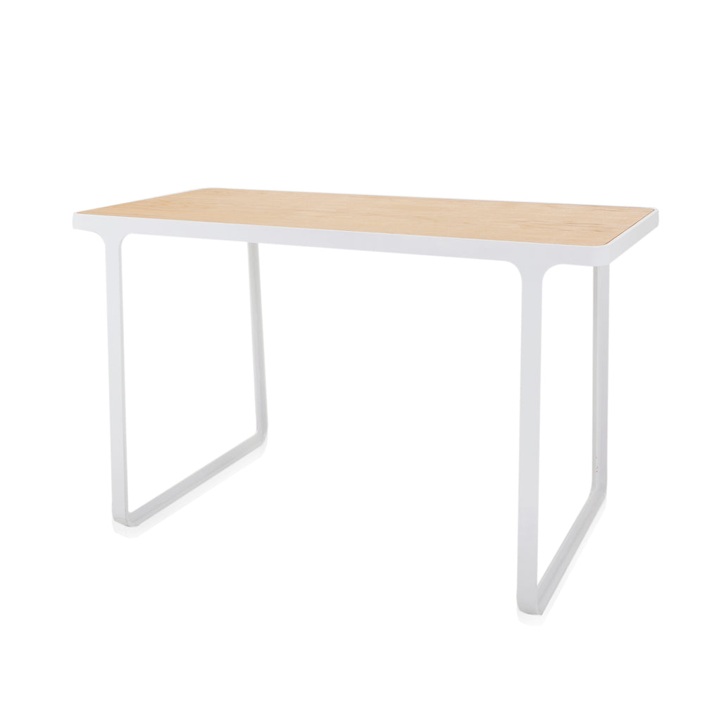 Wood & White Frame Standing Desk Table