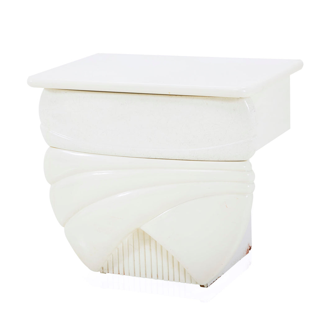 White Enamel 80s Deco Bedside Table