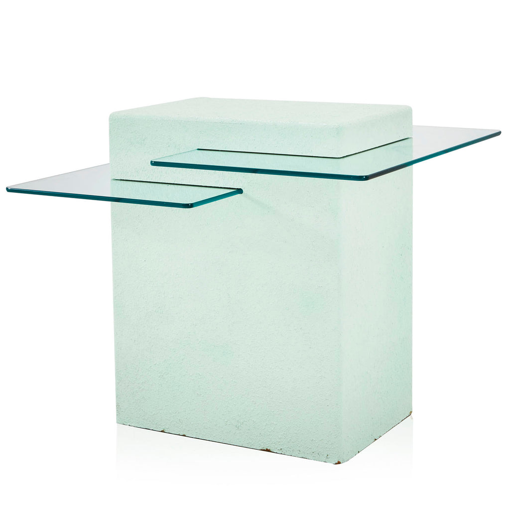 Mint Green Cube 2-Tier Glass Side Table