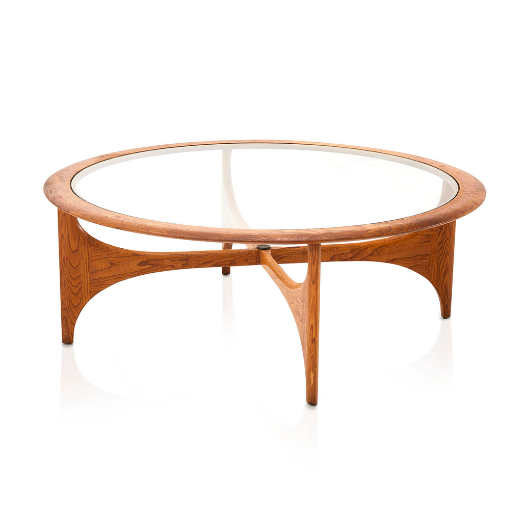 Walnut and Glass Round Coffee Table