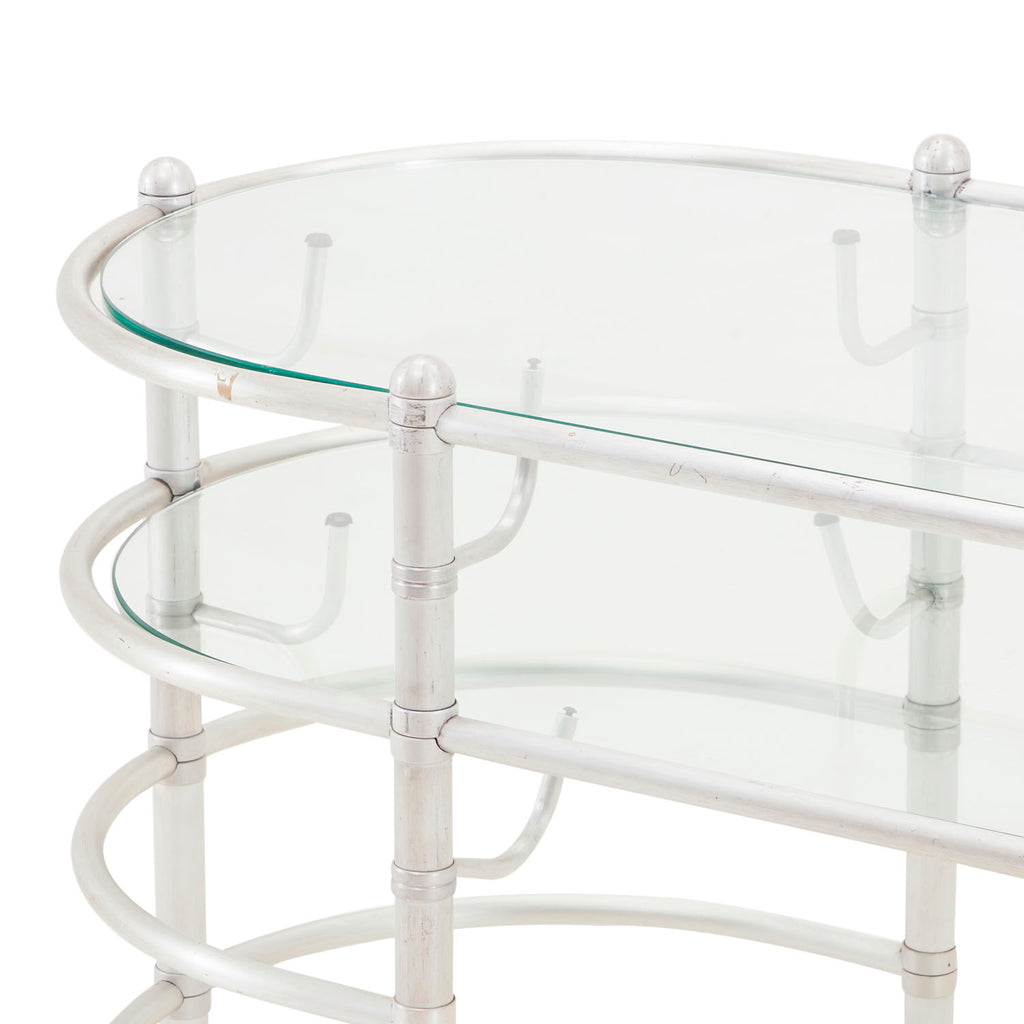Silver & Glass Oval Tiered Console Table