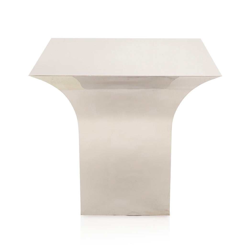 Large Silver Wide Top Reflective Pedestal