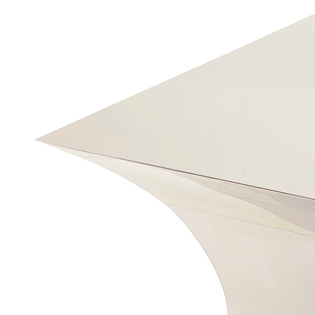 Large Silver Wide Top Reflective Pedestal