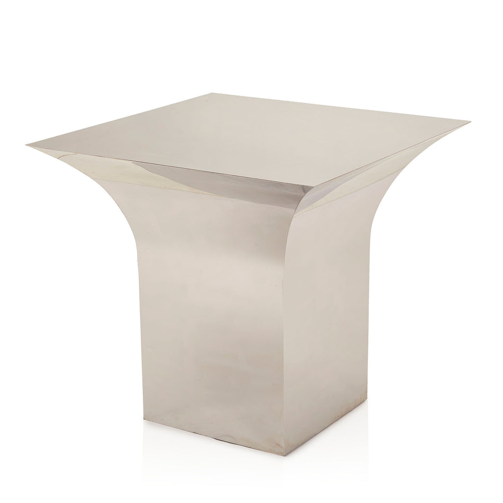 Large Silver Wide Top Reflective Pedestal