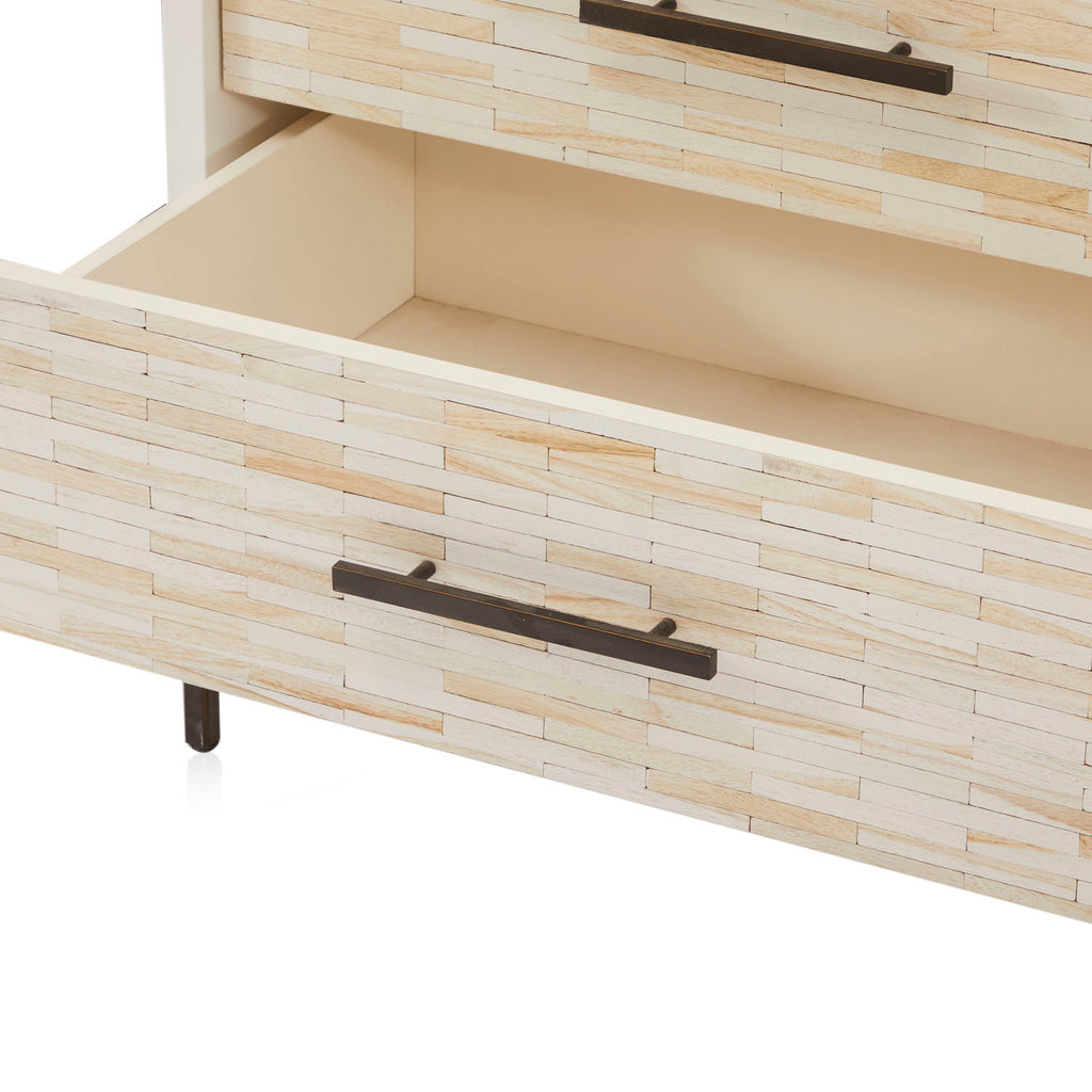 Cream Modern Mosaic Six Drawer Dresser