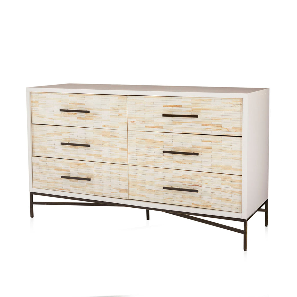 Cream Modern Mosaic Six Drawer Dresser