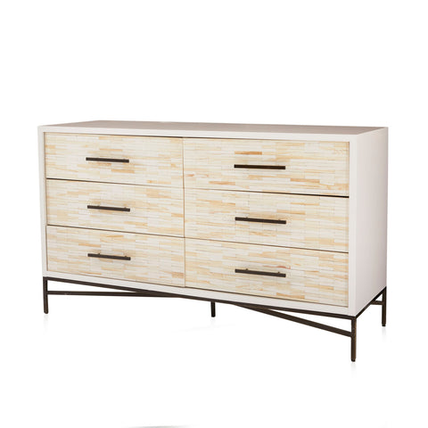 Cream Modern Mosaic Six Drawer Dresser