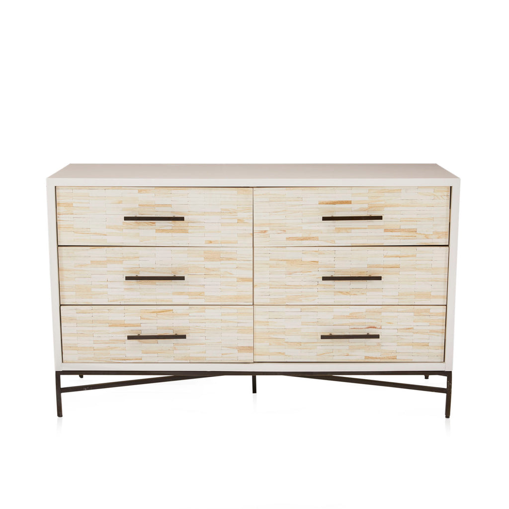 Cream Modern Mosaic Six Drawer Dresser