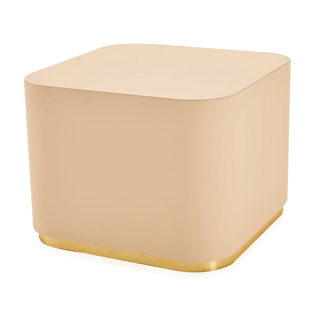 Beige Large Curved Square Pedestal with Gold Trim
