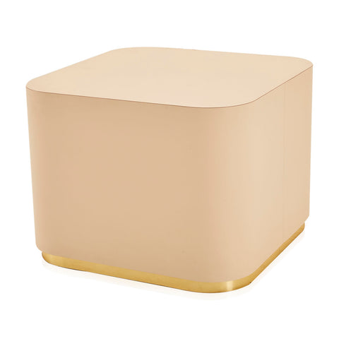 Beige Large Curved Square Pedestal with Gold Trim