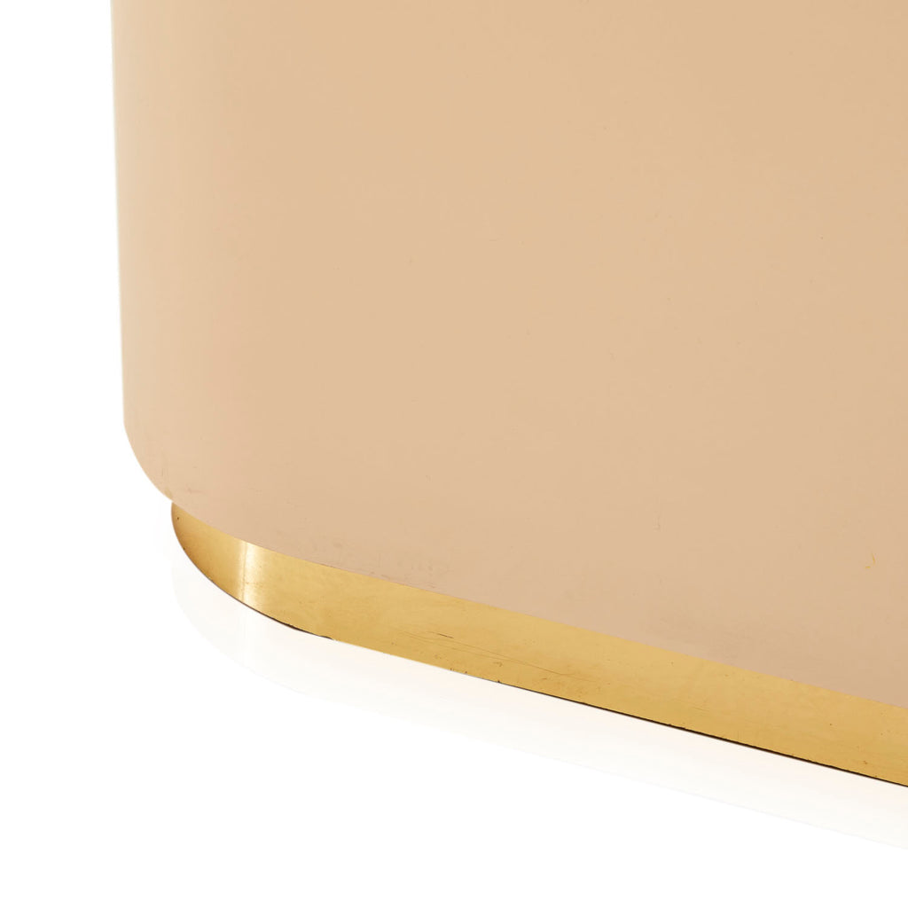 Beige Large Curved Square Pedestal with Gold Trim