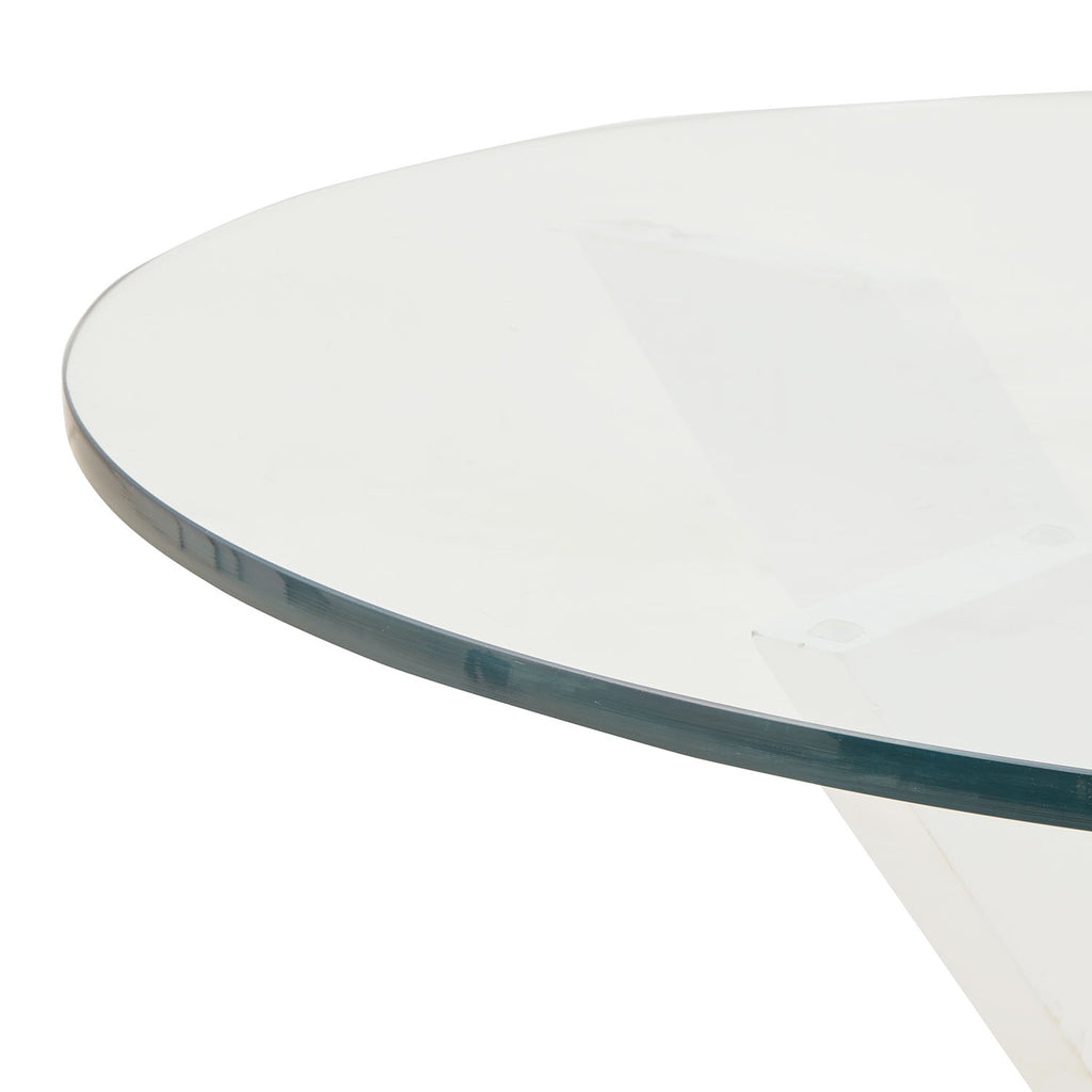 Glass & White Round Side Table