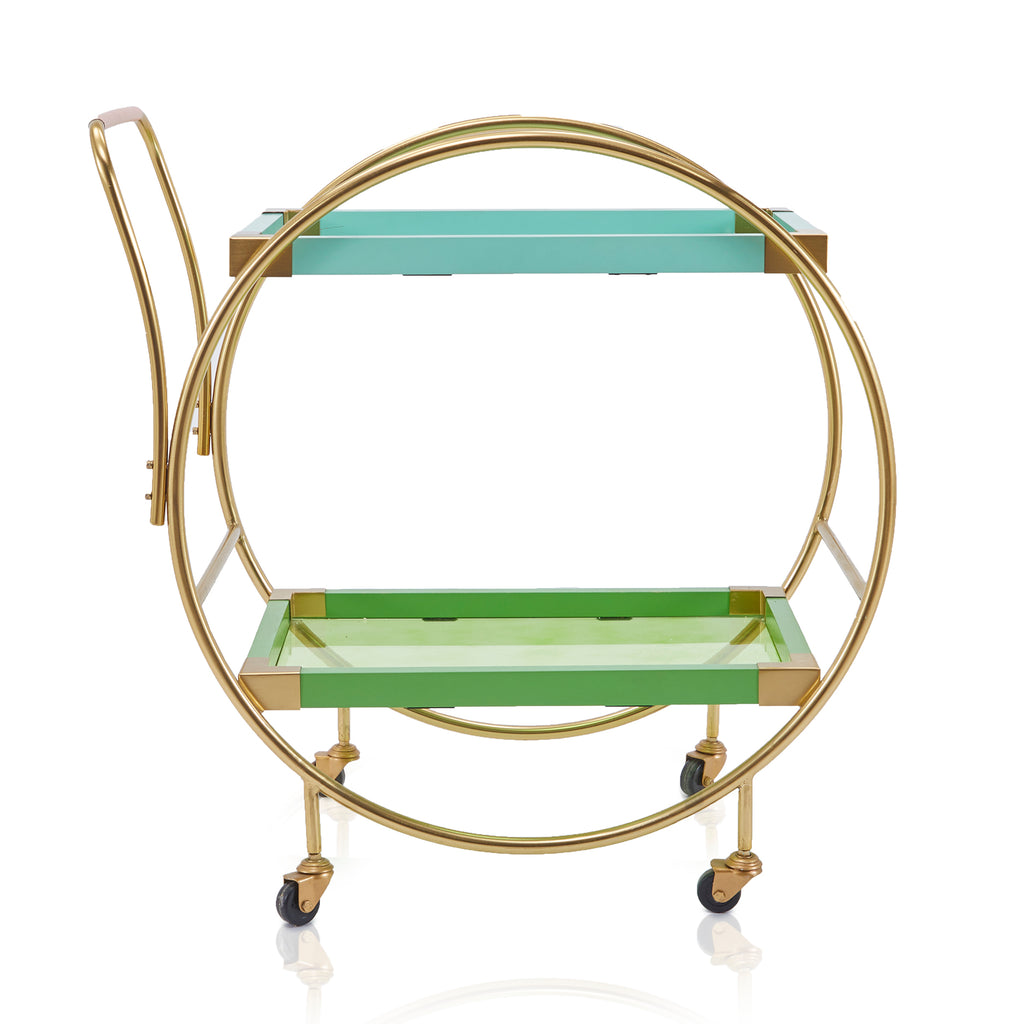 Aqua Gold Circle Bar Cart