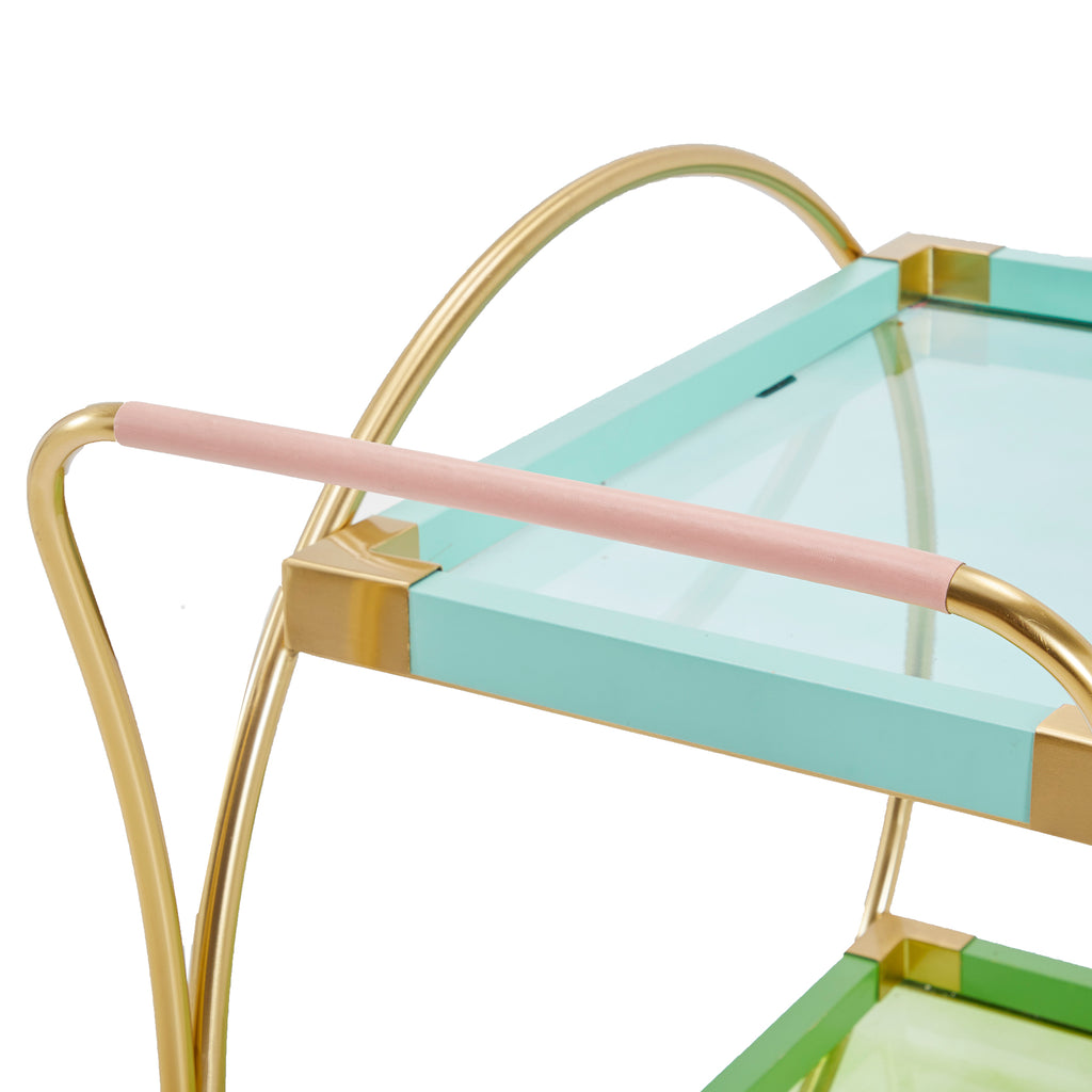 Aqua Gold Circle Bar Cart