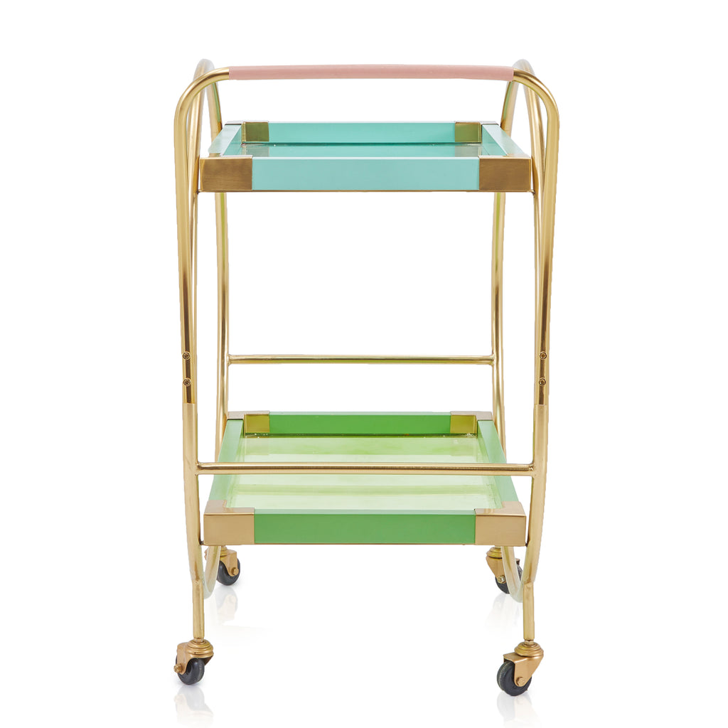 Aqua Gold Circle Bar Cart