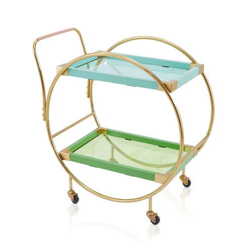 Aqua Gold Circle Bar Cart