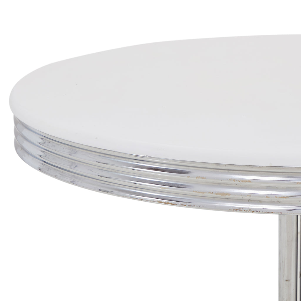 Round White + Chrome Kitchen Table