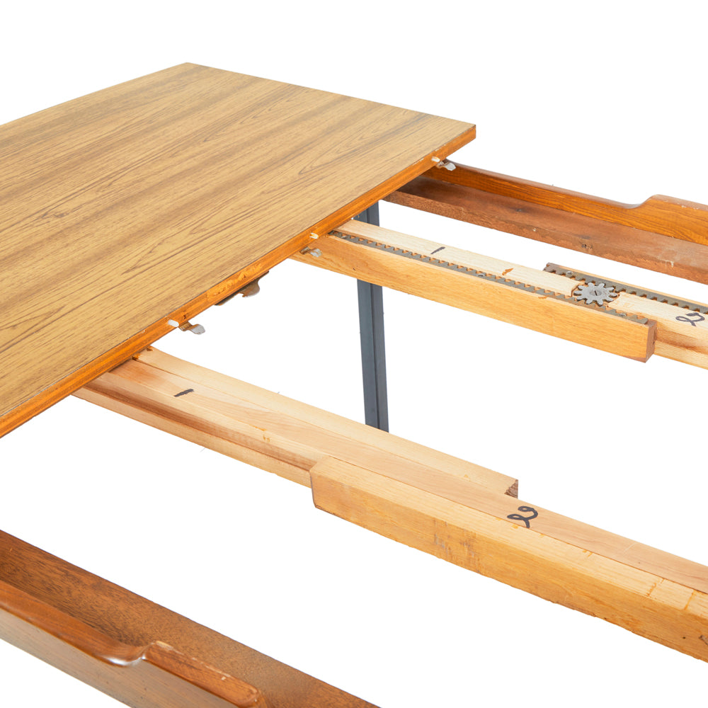 Wood Top Black Leg Dining Table With Extendable Leaf