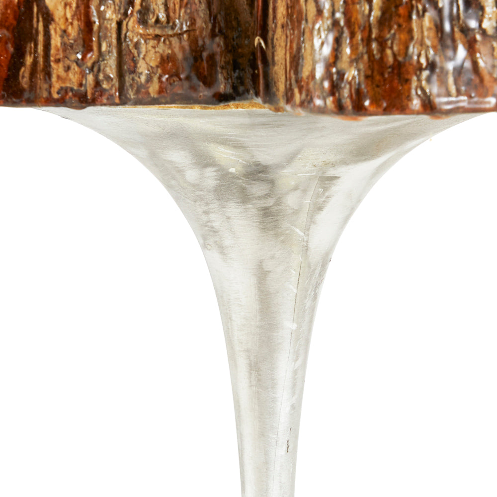 Wood Slice + Chrome Side Table