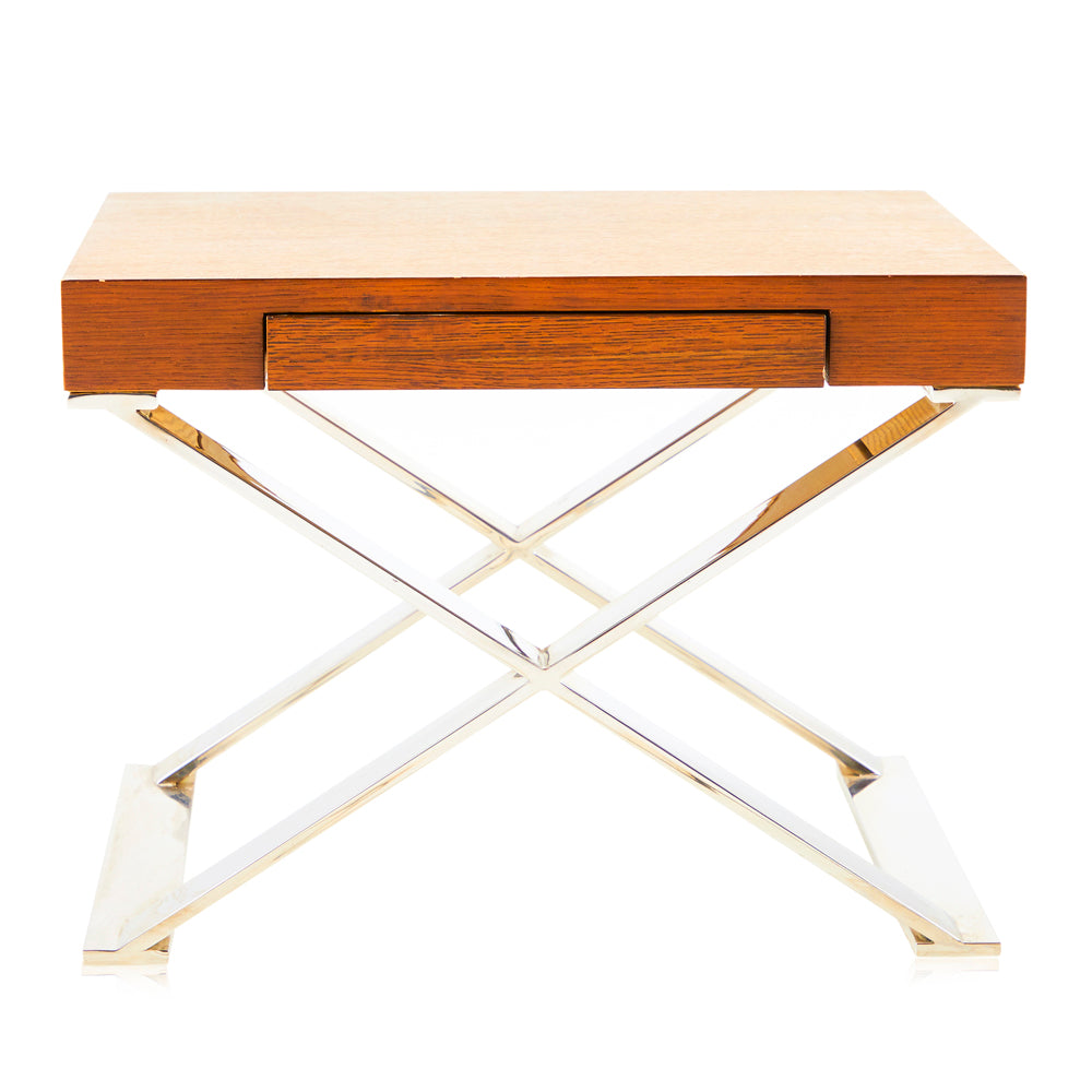 Wood Chrome X Side Table