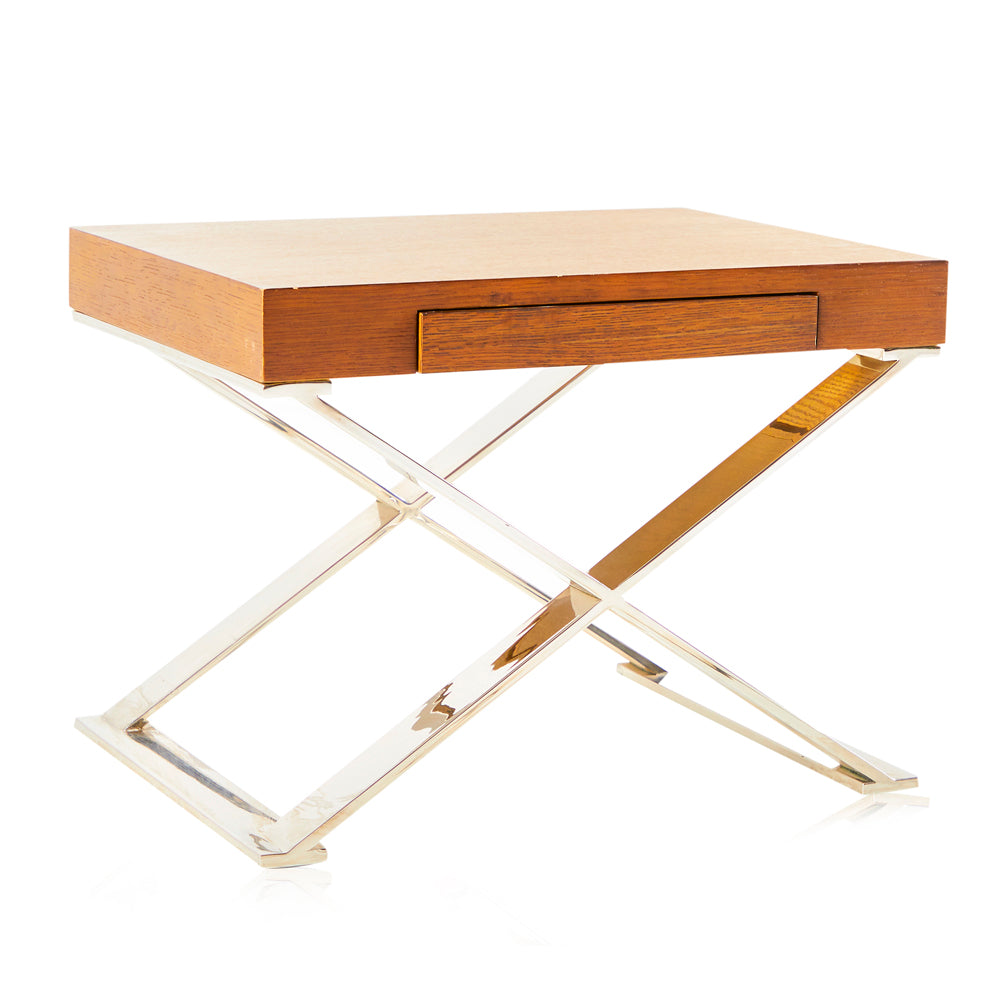 Wood Chrome X Side Table
