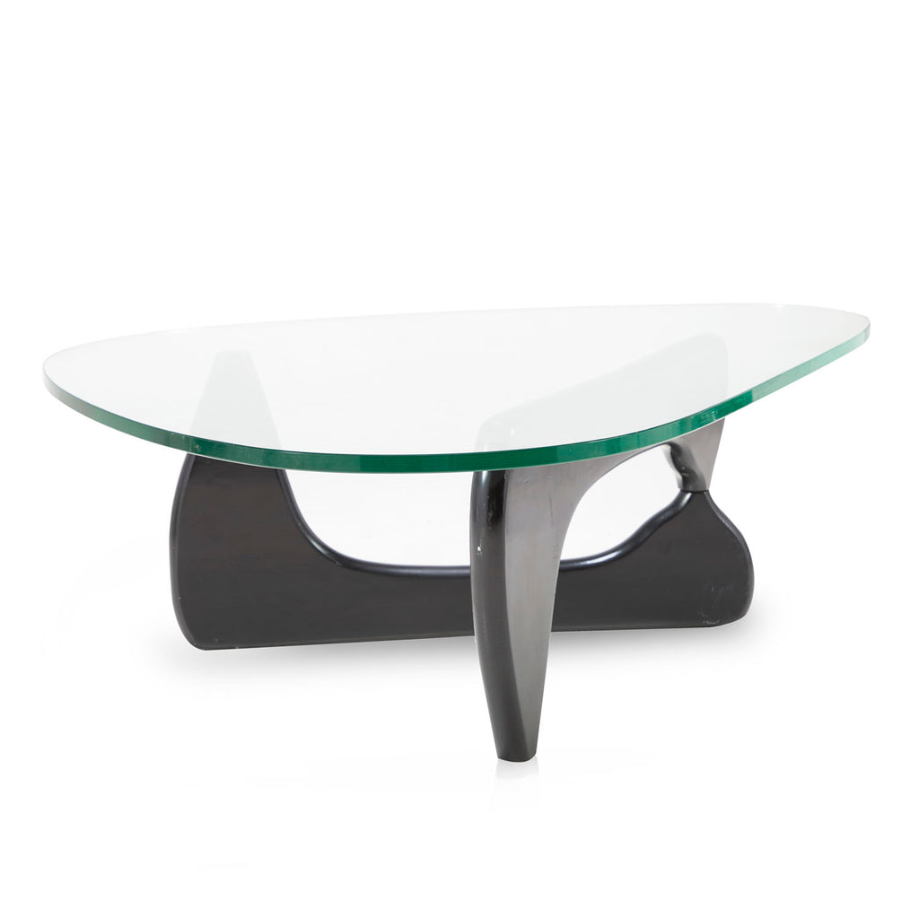 Black Noguchi Style Glass Coffee Table