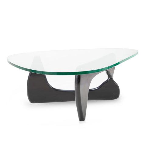 Black Noguchi Style Glass Coffee Table