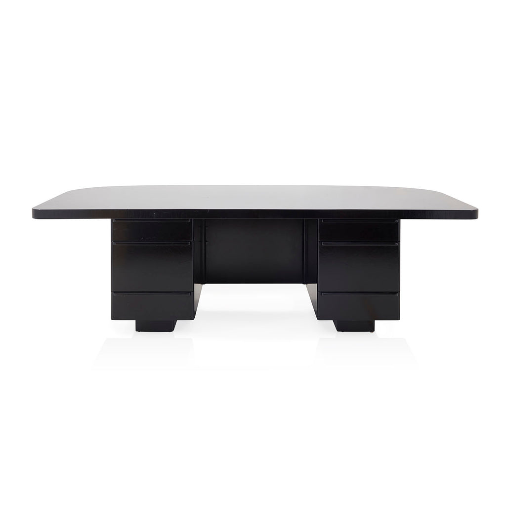 Black Glossy Painted Wood Executive Desk